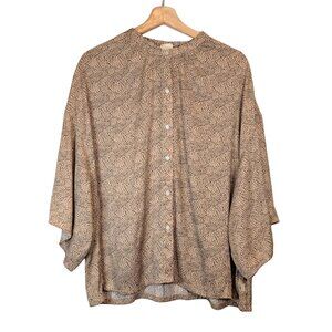 Levi's The Drapey Blouse Women's XL Button down shirt Beige Black top flowy fit
